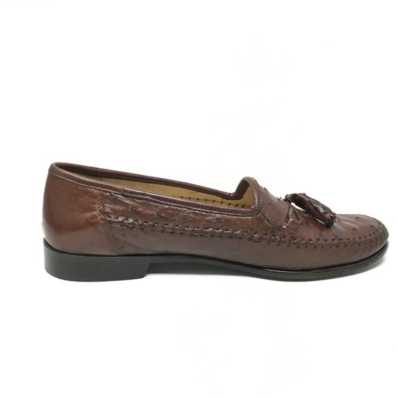 Zelli Loafers Shoes Size 9.5 Brown Full Ostrich main image 11